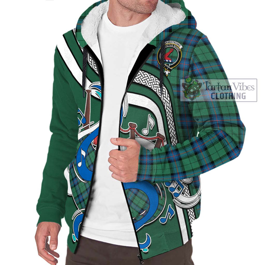 Armstrong Ancient Tartan Sherpa Hoodie with Epic Bagpipe Style Unisex - Tartanvibesclothing Shop