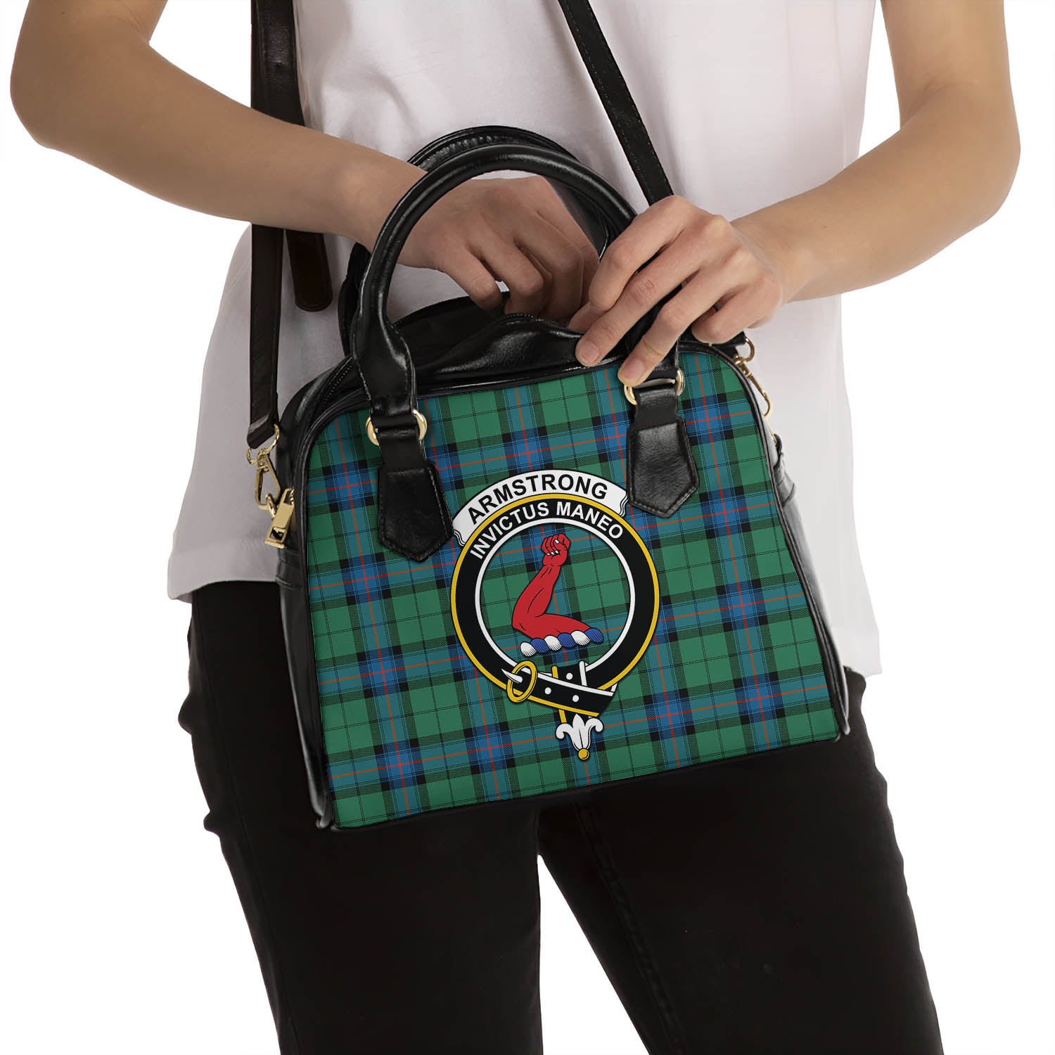 Armstrong Ancient Tartan Shoulder Handbags with Family Crest - Tartanvibesclothing