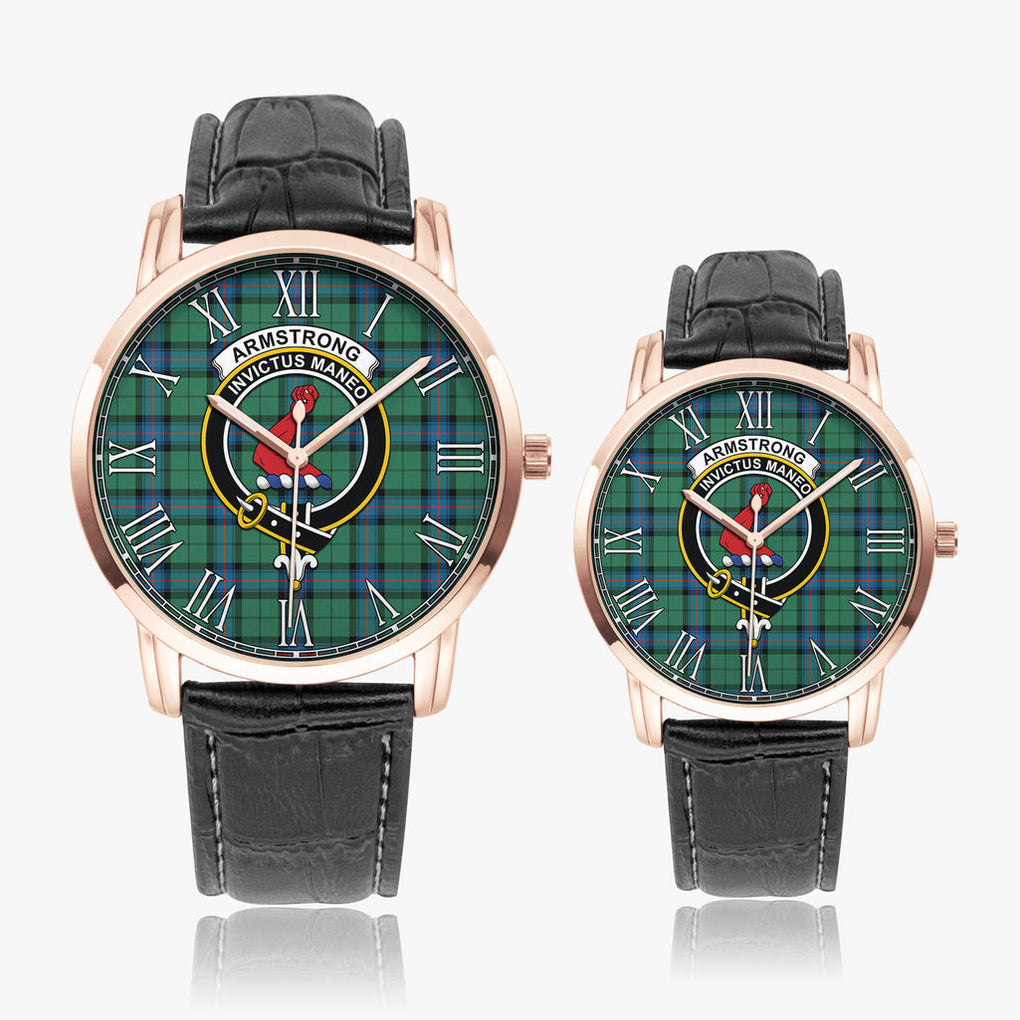 Armstrong Ancient Tartan Family Crest Leather Strap Quartz Watch - Tartanvibesclothing