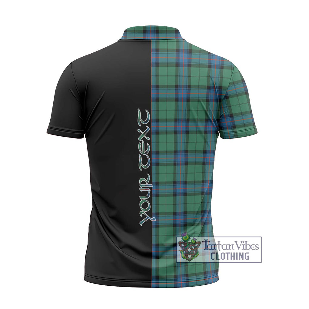 Armstrong Ancient Tartan Zipper Polo Shirt with Family Crest and Half Of Me Style - Tartanvibesclothing Shop