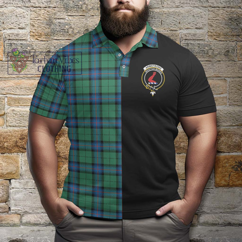 Armstrong Ancient Tartan Polo Shirt with Family Crest and Half Of Me Style - Tartanvibesclothing Shop