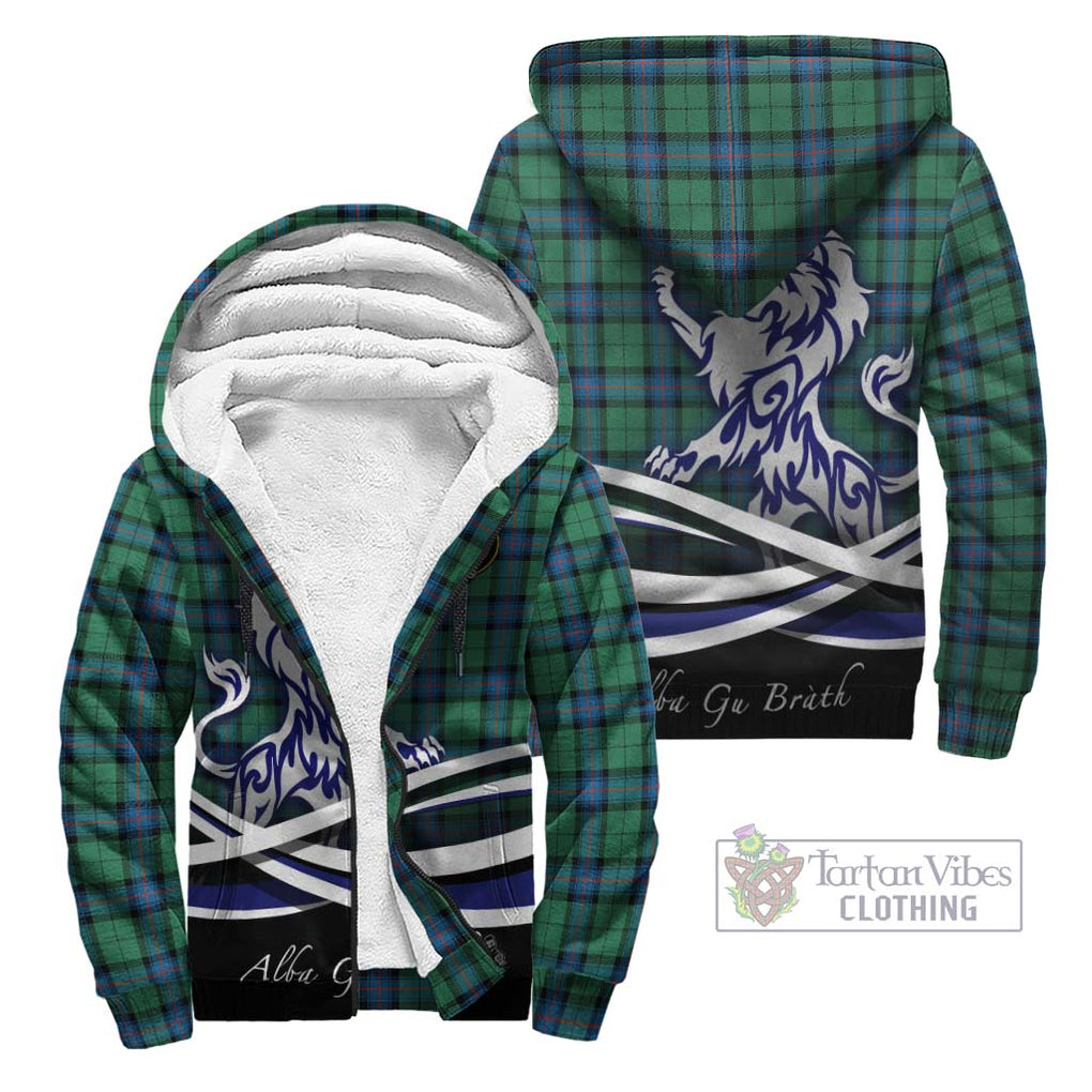 Armstrong Ancient Tartan Sherpa Hoodie with Alba Gu Brath Regal Lion Emblem Unisex - Tartanvibesclothing Shop