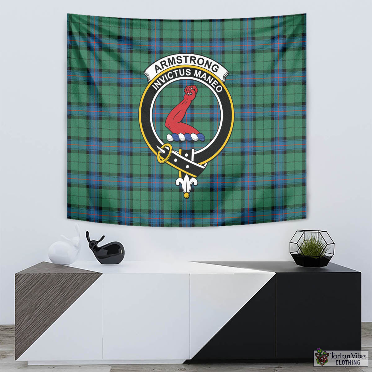 Tartan Vibes Clothing Armstrong Ancient Tartan Tapestry Wall Hanging and Home Decor for Room with Family Crest