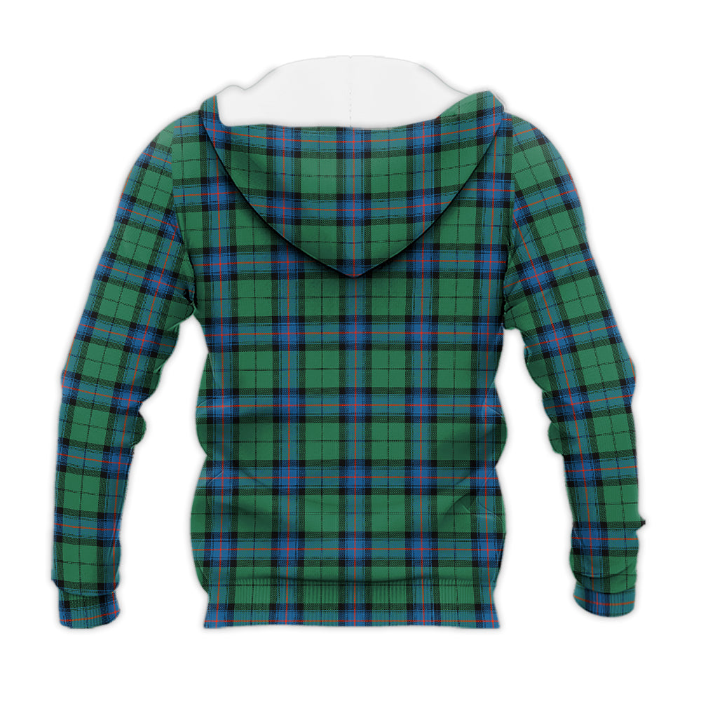 Armstrong Ancient Tartan Knitted Hoodie with Family Crest - Tartanvibesclothing