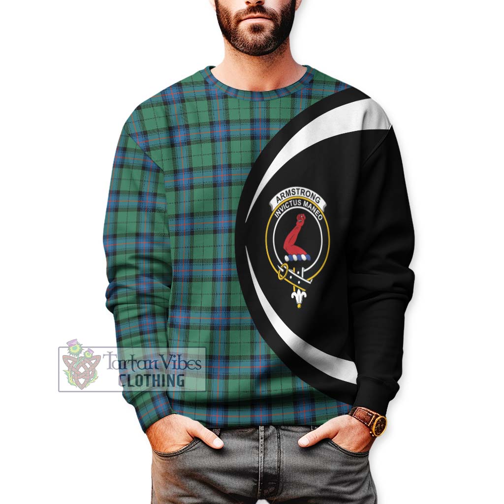 Armstrong Ancient Tartan Sweatshirt with Family Crest Circle Style - Tartan Vibes Clothing