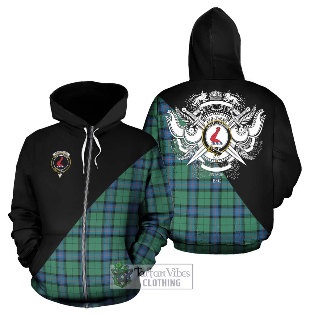 Armstrong Ancient Tartan Hoodie with Family Crest and Military Logo Style - Tartanvibesclothing Shop