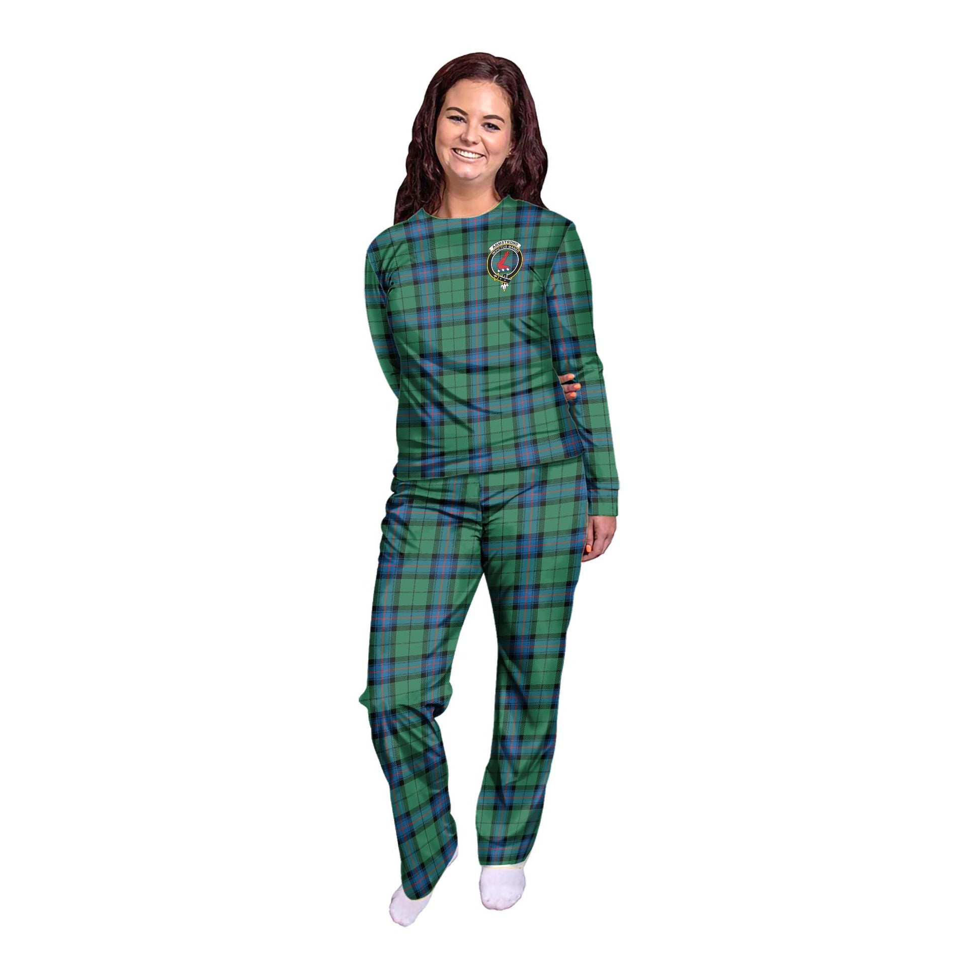 Armstrong Ancient Tartan Pajamas Family Set with Family Crest - Tartan Vibes Clothing