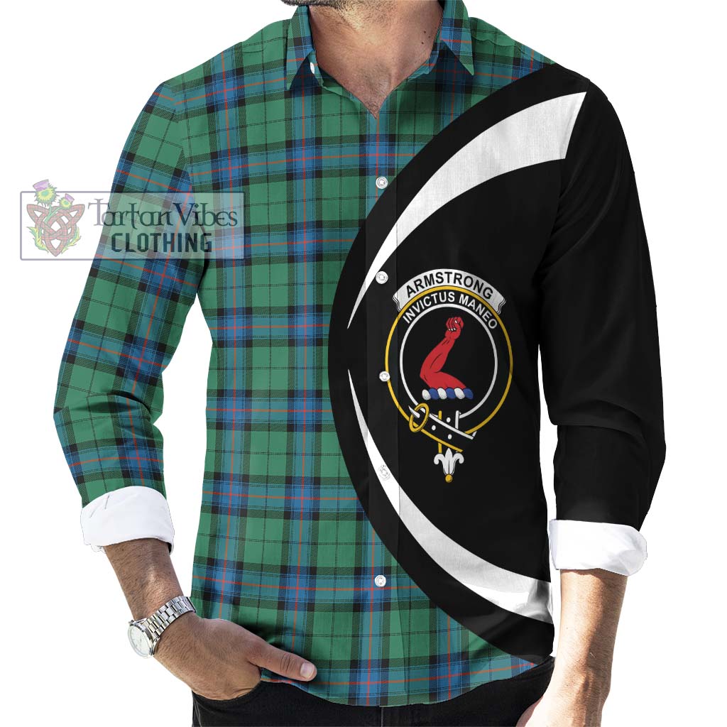 Armstrong Ancient Tartan Long Sleeve Button Up with Family Crest Circle Style - Tartan Vibes Clothing