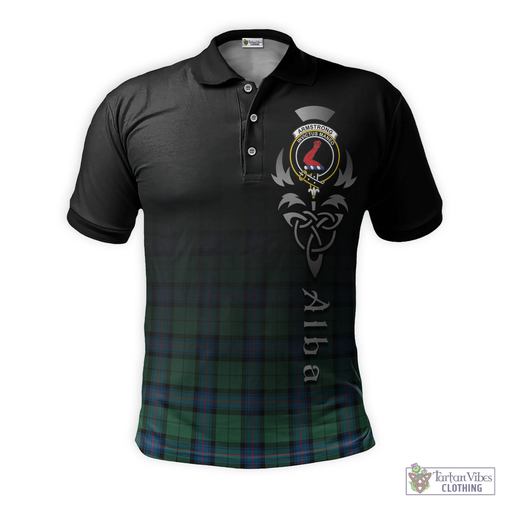 Tartan Vibes Clothing Armstrong Ancient Tartan Polo Shirt Featuring Alba Gu Brath Family Crest Celtic Inspired