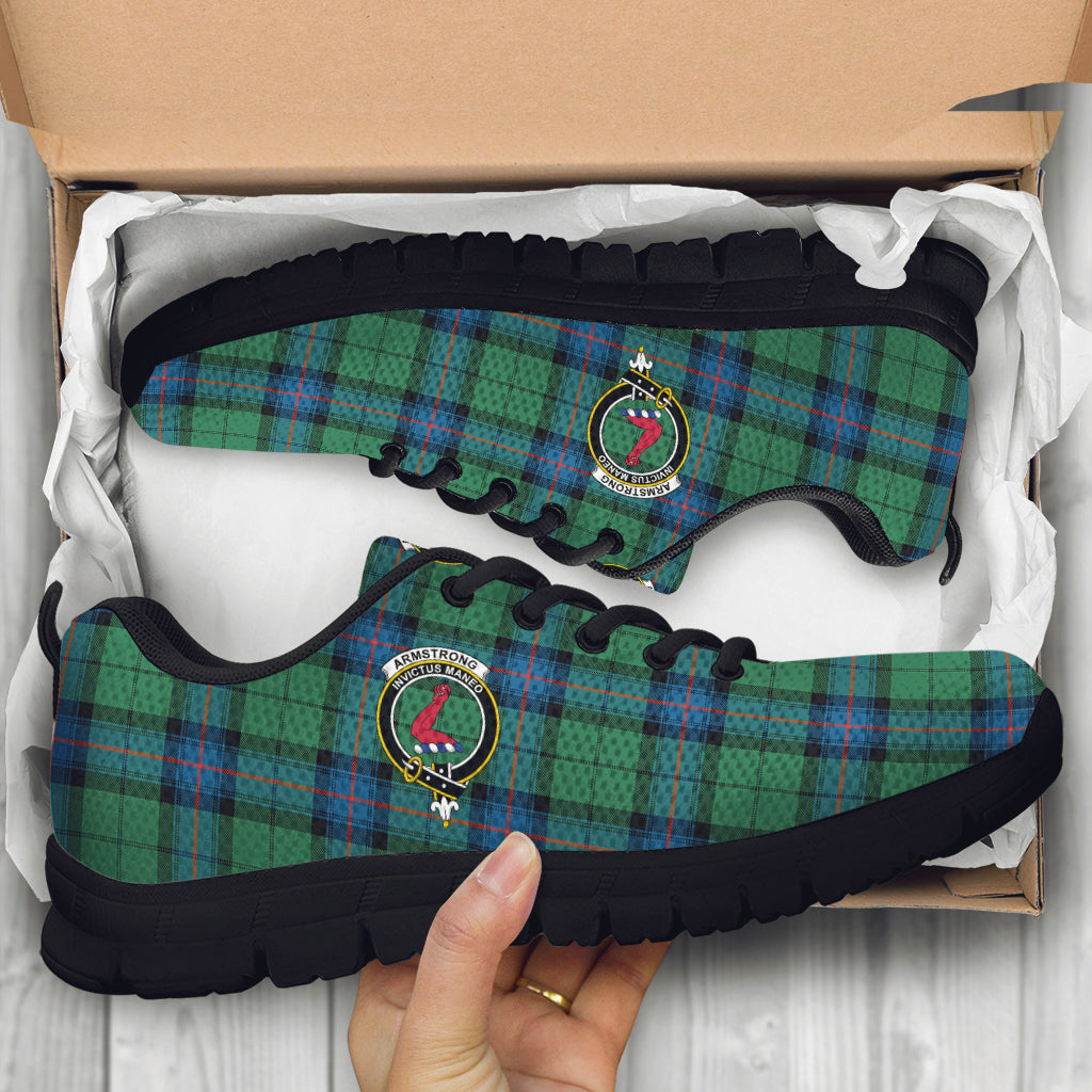 Armstrong Ancient Tartan Sneakers with Family Crest - Tartan Vibes Clothing