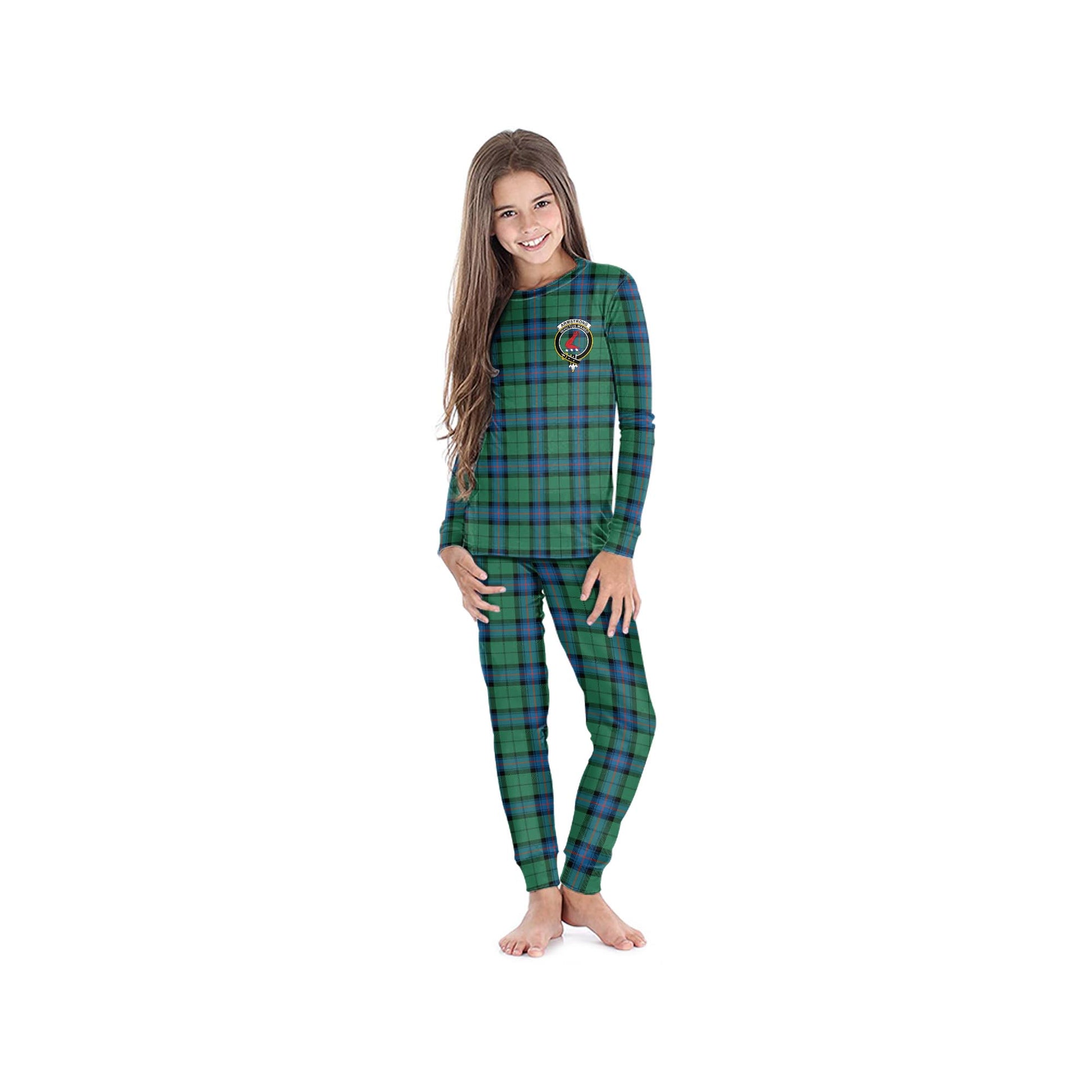 Armstrong Ancient Tartan Pajamas Family Set with Family Crest - Tartan Vibes Clothing