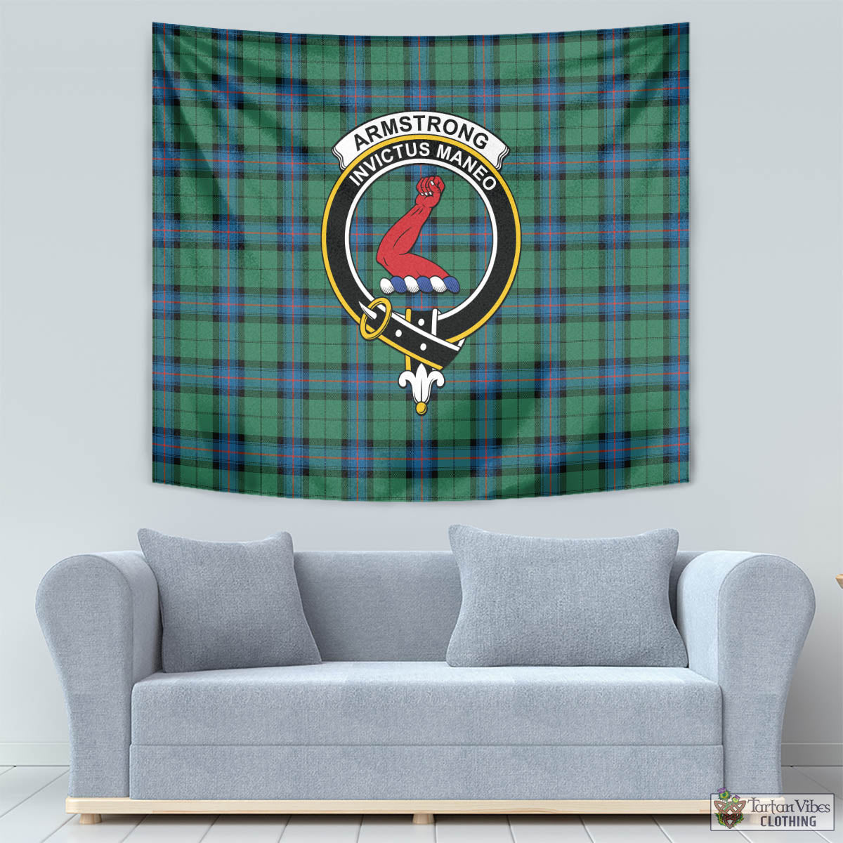 Tartan Vibes Clothing Armstrong Ancient Tartan Tapestry Wall Hanging and Home Decor for Room with Family Crest