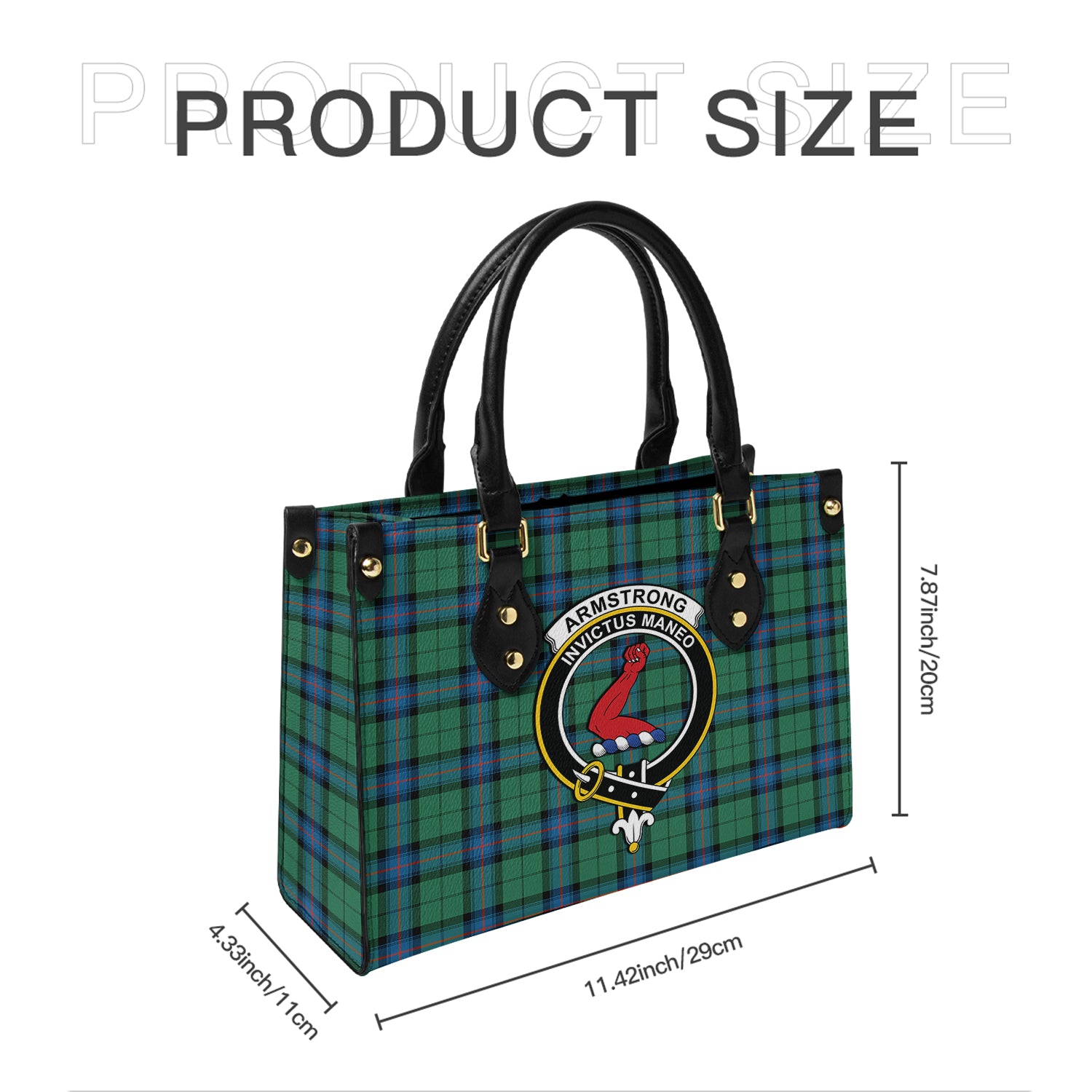 Armstrong Ancient Tartan Leather Bag with Family Crest - Tartanvibesclothing