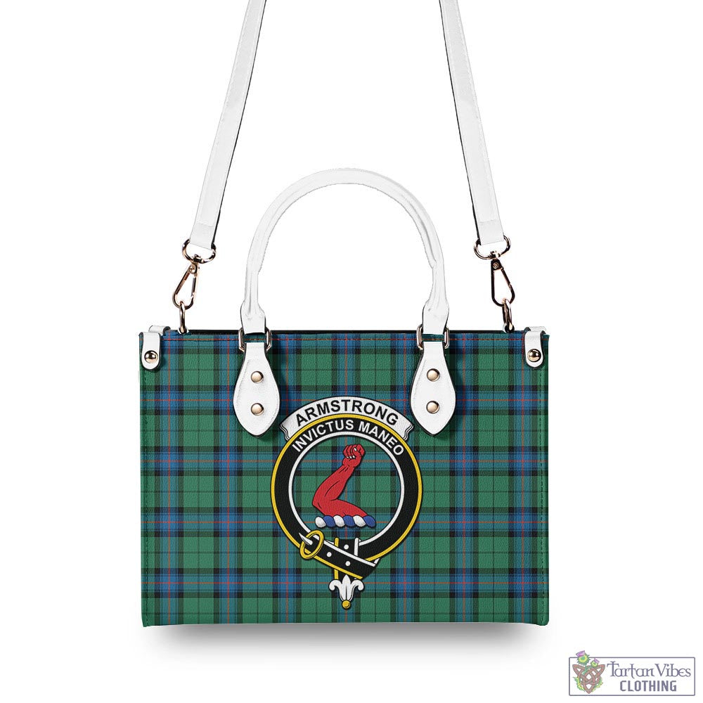 Tartan Vibes Clothing Armstrong Ancient Tartan Luxury Leather Handbags with Family Crest