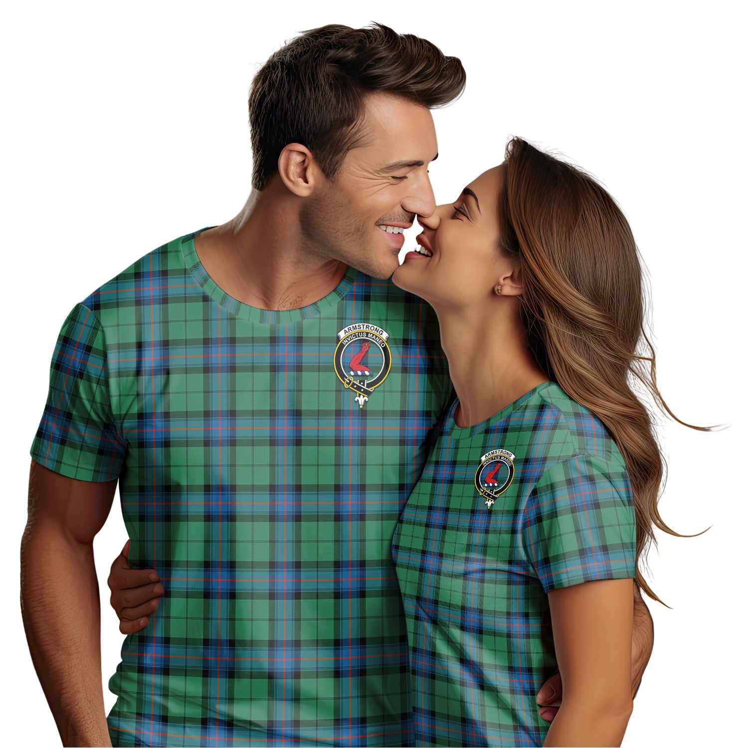 Armstrong Ancient Tartan T-Shirt with Family Crest - Tartan Vibes Clothing