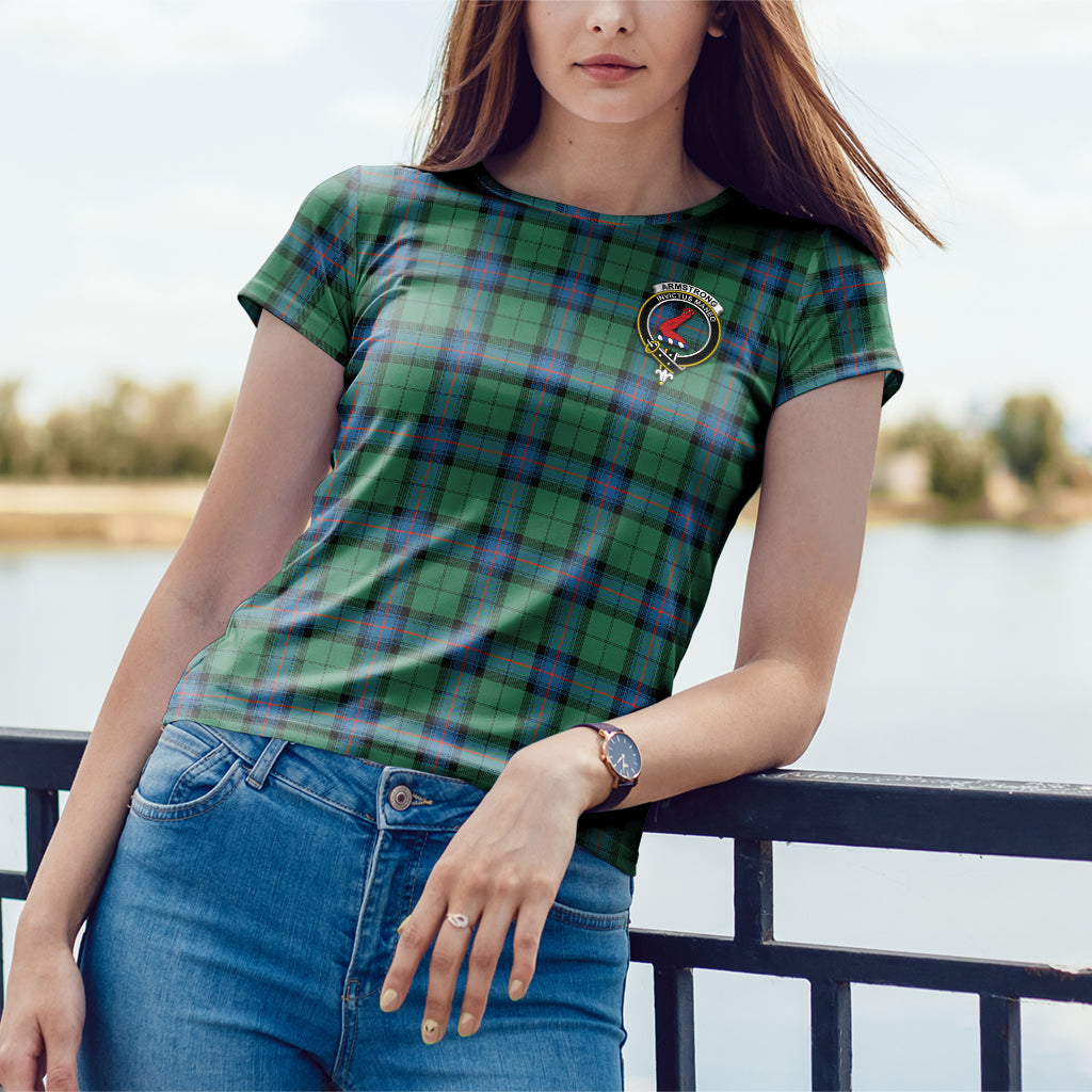 Armstrong Ancient Tartan T-Shirt with Family Crest - Tartan Vibes Clothing