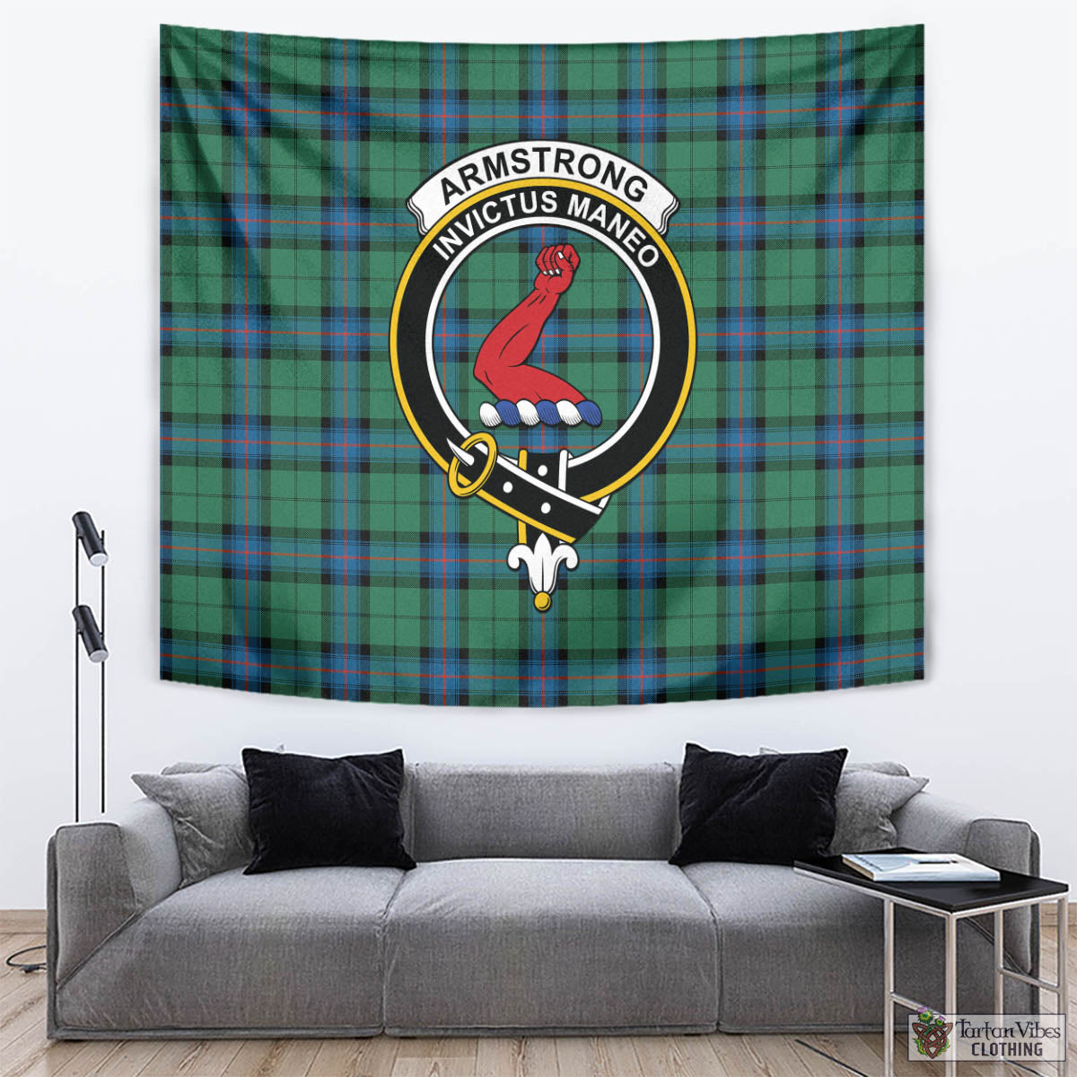 Tartan Vibes Clothing Armstrong Ancient Tartan Tapestry Wall Hanging and Home Decor for Room with Family Crest