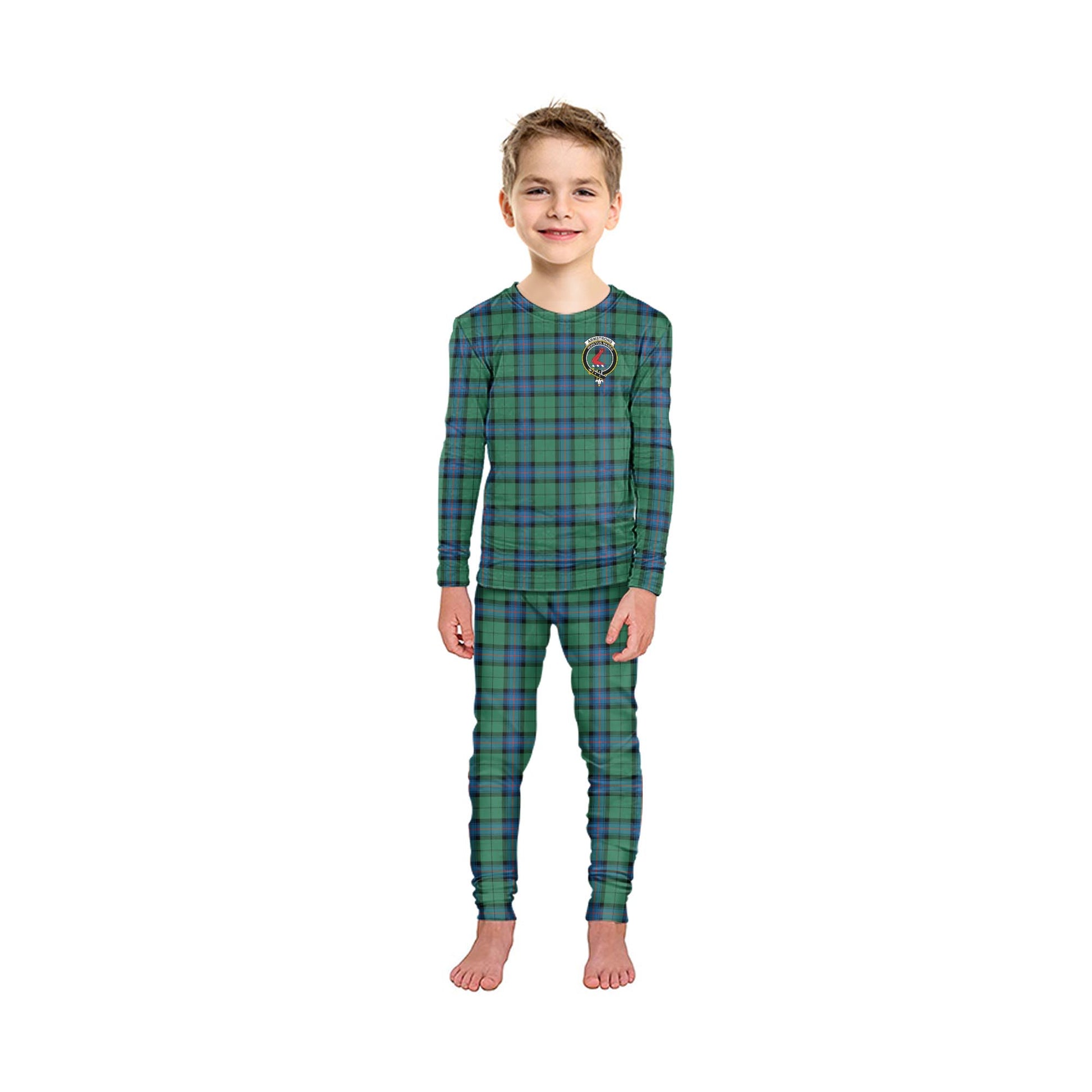 Armstrong Ancient Tartan Pajamas Family Set with Family Crest - Tartan Vibes Clothing