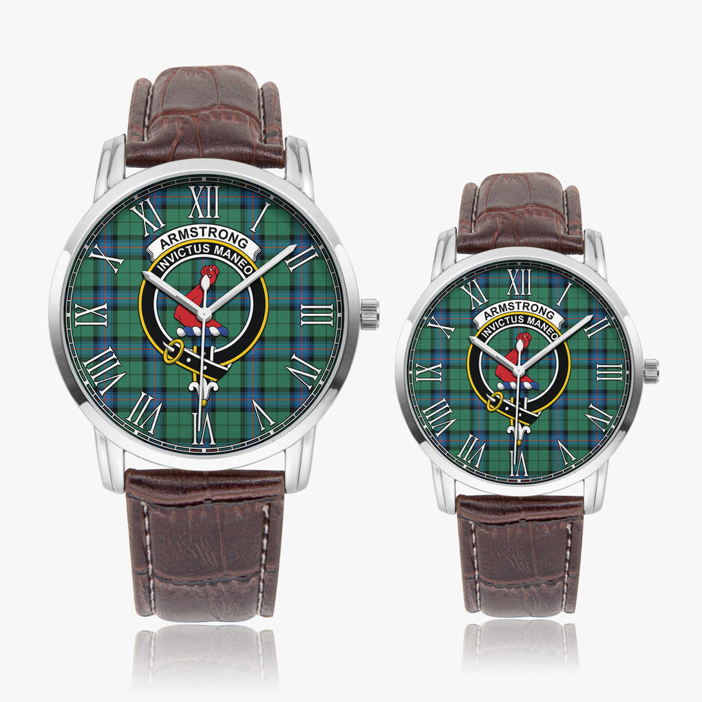 Armstrong Ancient Tartan Family Crest Leather Strap Quartz Watch - Tartanvibesclothing