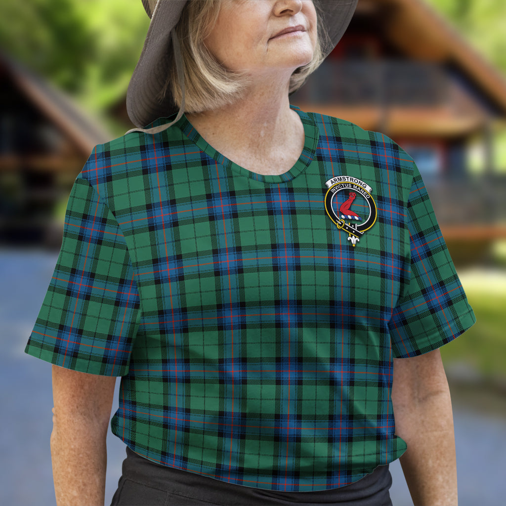 Armstrong Ancient Tartan T-Shirt with Family Crest - Tartan Vibes Clothing