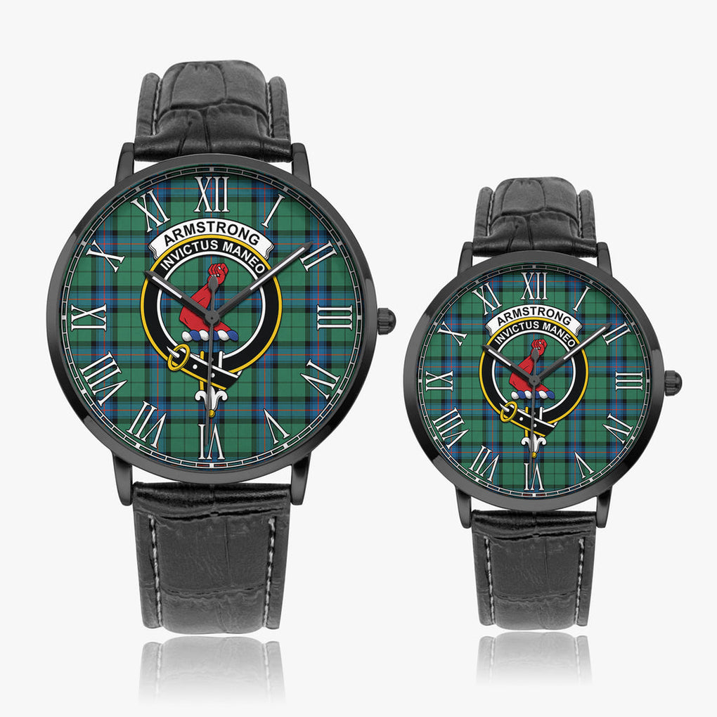 Armstrong Ancient Tartan Family Crest Leather Strap Quartz Watch - Tartanvibesclothing