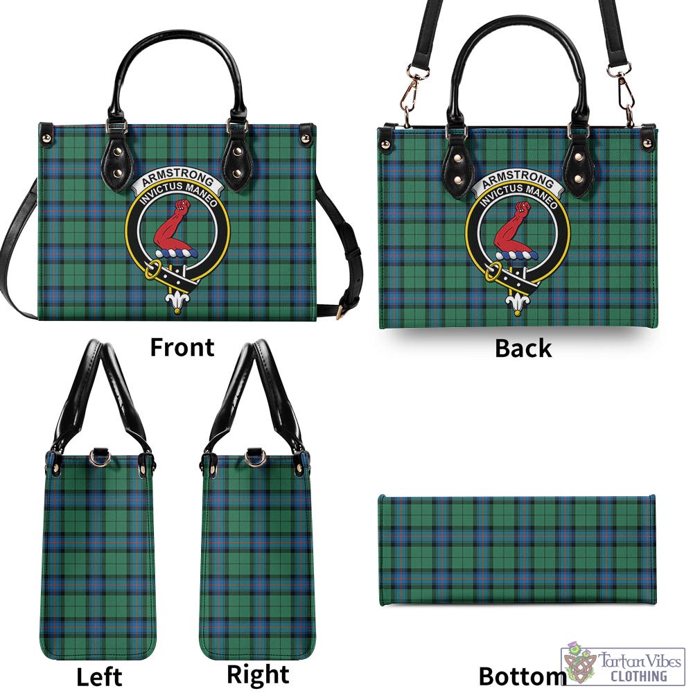 Tartan Vibes Clothing Armstrong Ancient Tartan Luxury Leather Handbags with Family Crest