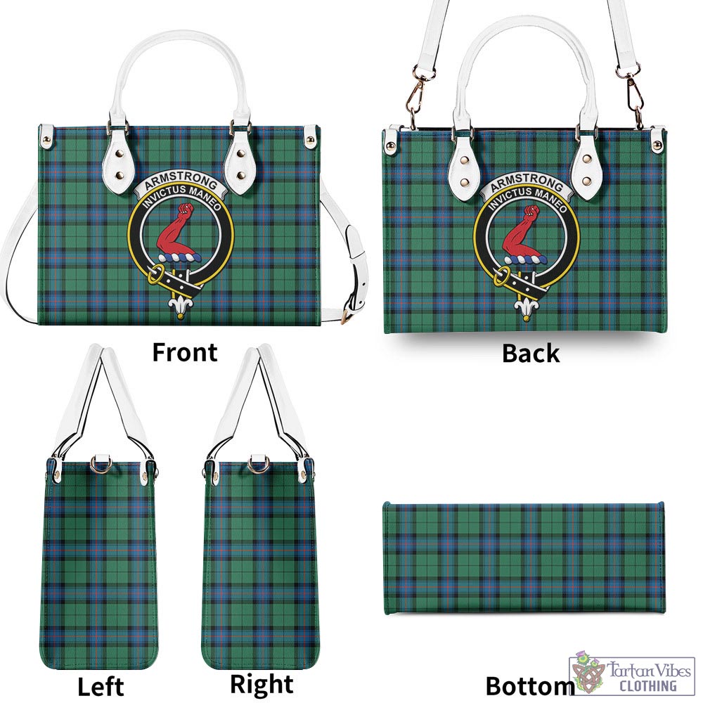 Tartan Vibes Clothing Armstrong Ancient Tartan Luxury Leather Handbags with Family Crest