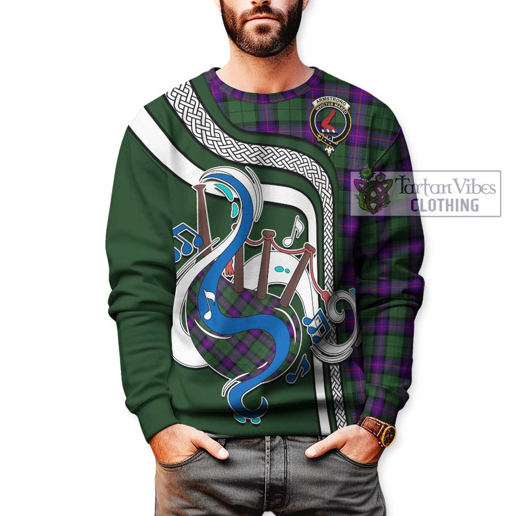 Armstrong Modern Tartan Sweatshirt with Epic Bagpipe Style Unisex - Tartanvibesclothing Shop