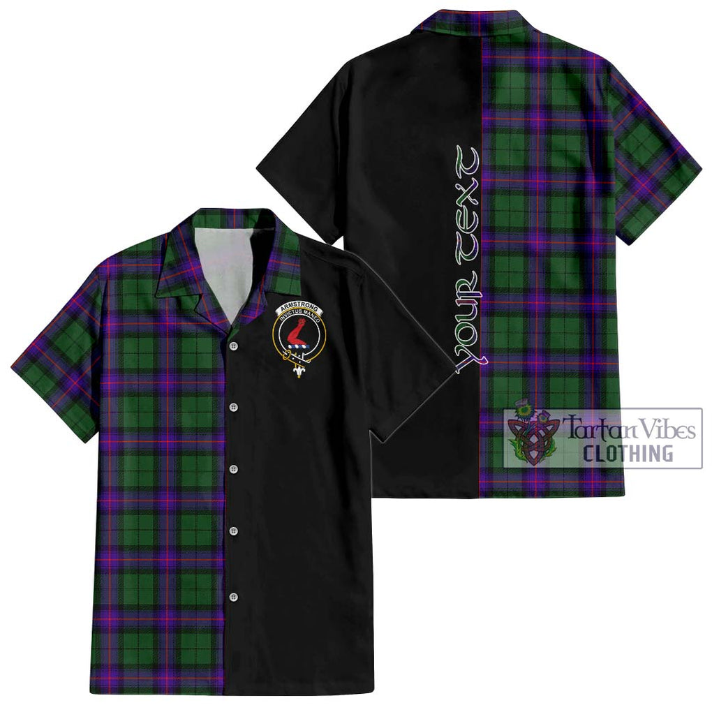 Armstrong Modern Tartan Short Sleeve Button Shirt with Family Crest and Half Of Me Style Kid - Tartanvibesclothing Shop