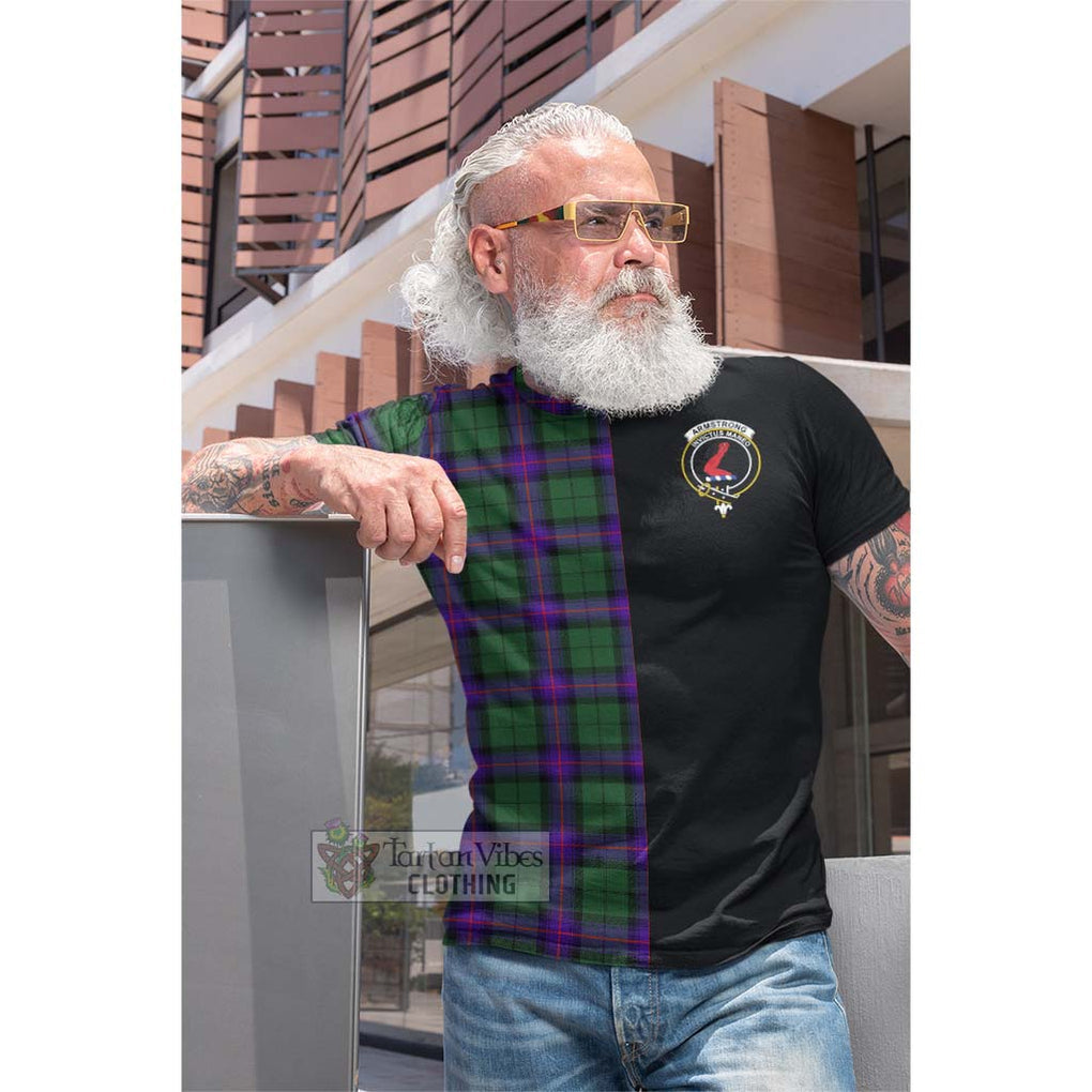 Tartan Vibes Clothing Armstrong Modern Tartan Cotton T-shirt with Family Crest and Half Of Me Style