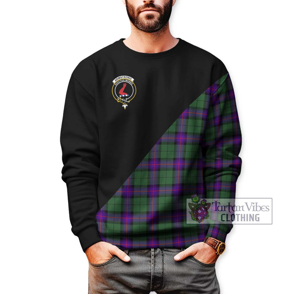 Armstrong Modern Tartan Sweatshirt with Family Crest and Military Logo Style Unisex - Tartanvibesclothing Shop