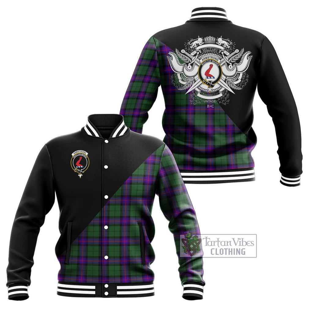 Armstrong Modern Tartan Baseball Jacket with Family Crest and Military Logo Style Unisex - Tartanvibesclothing Shop