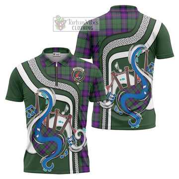 Armstrong Modern Tartan Zipper Polo Shirt with Epic Bagpipe Style