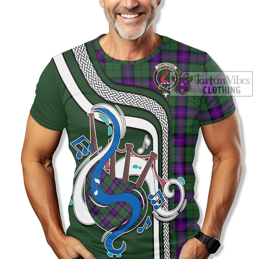 Armstrong Modern Tartan T-Shirt with Epic Bagpipe Style Kid's Shirt - Tartanvibesclothing Shop