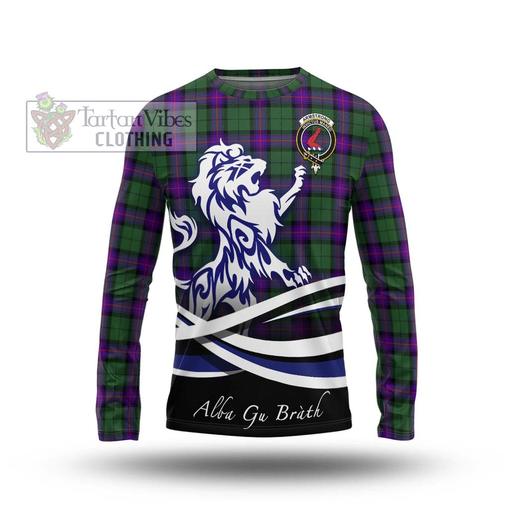 Armstrong Modern Tartan Long Sleeve T-Shirt with Alba Gu Brath Regal Lion Emblem Unisex - Tartanvibesclothing Shop