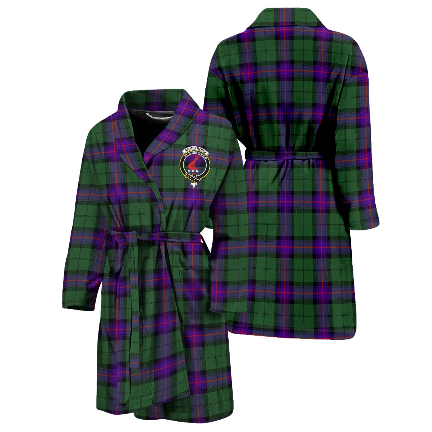 Armstrong Modern Tartan Bathrobe with Family Crest Unisex S - Tartan Vibes Clothing