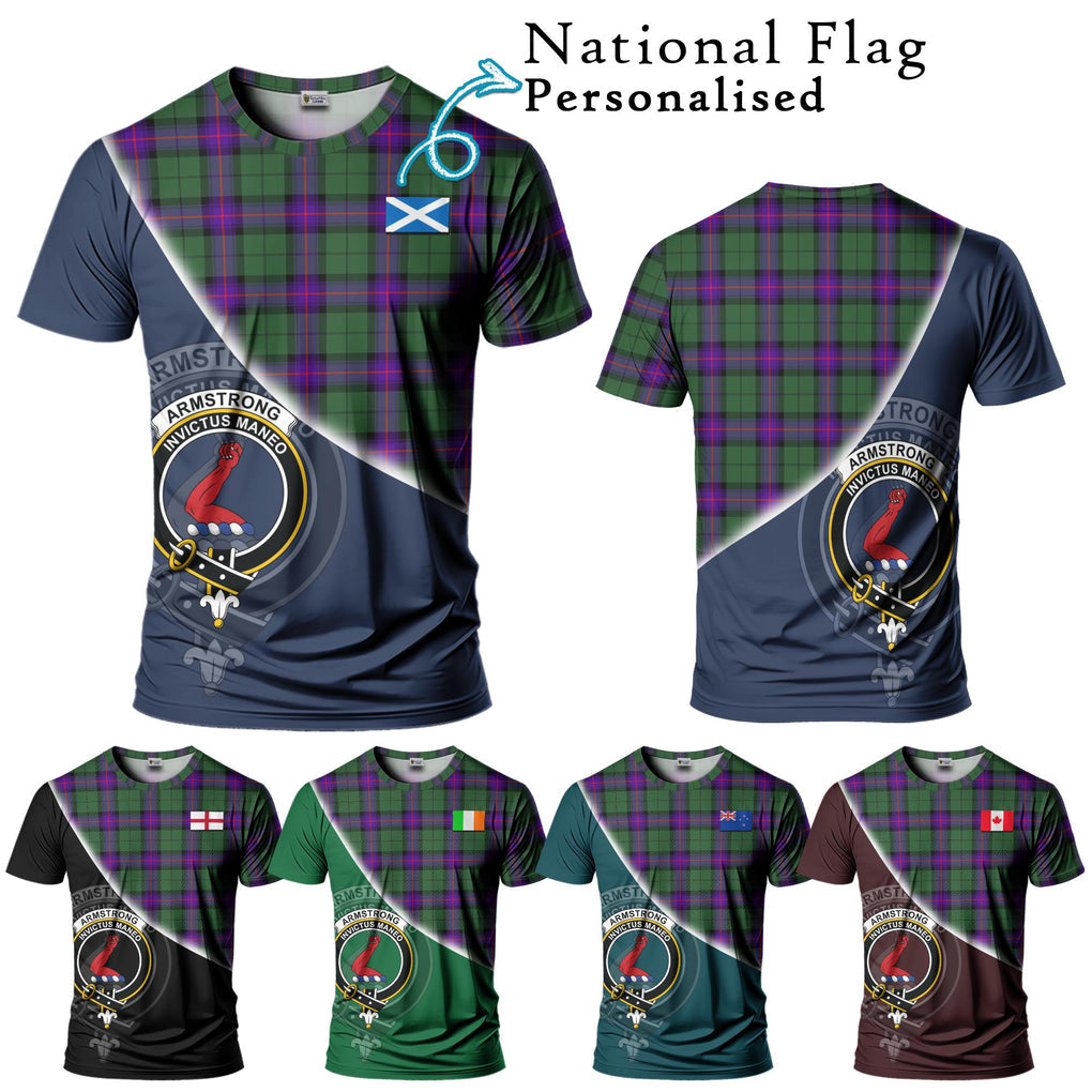 Armstrong Modern Tartan T-Shirt with Personalised National Flag and Family Crest Half Style Kid's Shirt - Tartanvibesclothing Shop