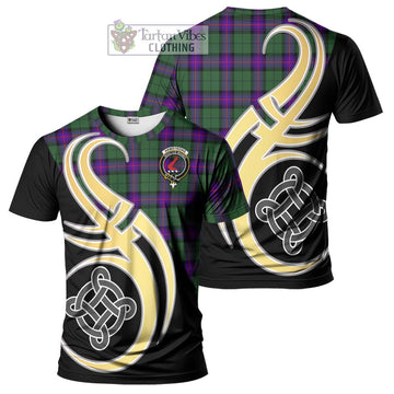 Armstrong Modern Tartan T-Shirt with Family Crest and Celtic Symbol Style