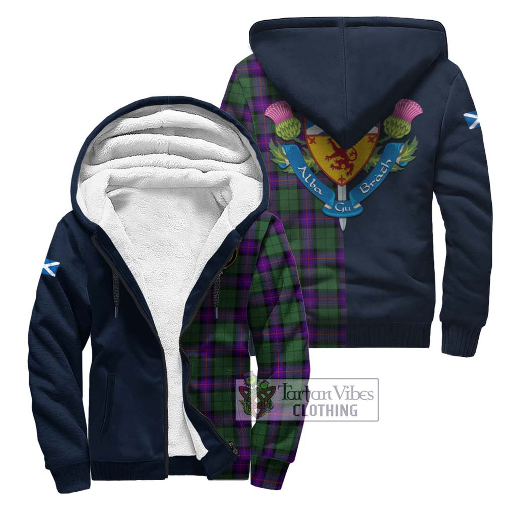 Tartan Vibes Clothing Armstrong Modern Tartan Sherpa Hoodie with Scottish Lion Royal Arm Half Style