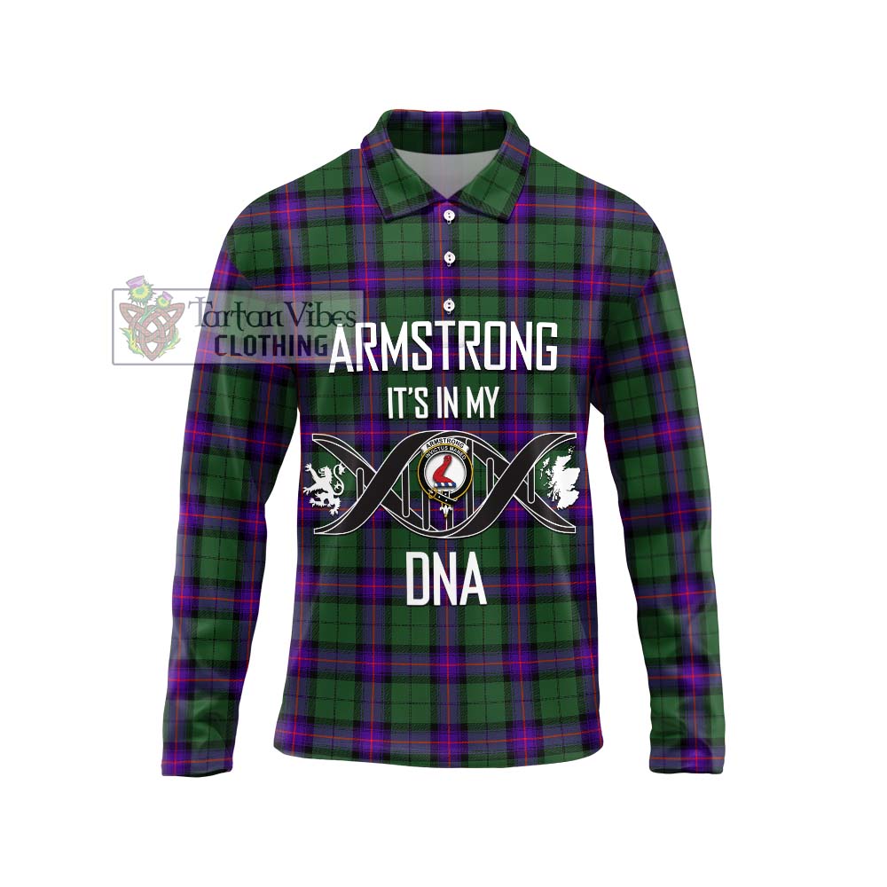 Armstrong Modern Tartan Long Sleeve Polo Shirt with Family Crest DNA In Me Style Unisex - Tartanvibesclothing Shop