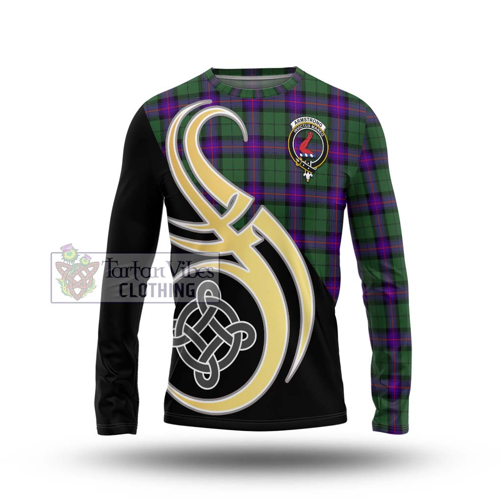 Armstrong Modern Tartan Long Sleeve T-Shirt with Family Crest and Celtic Symbol Style Unisex - Tartan Vibes Clothing