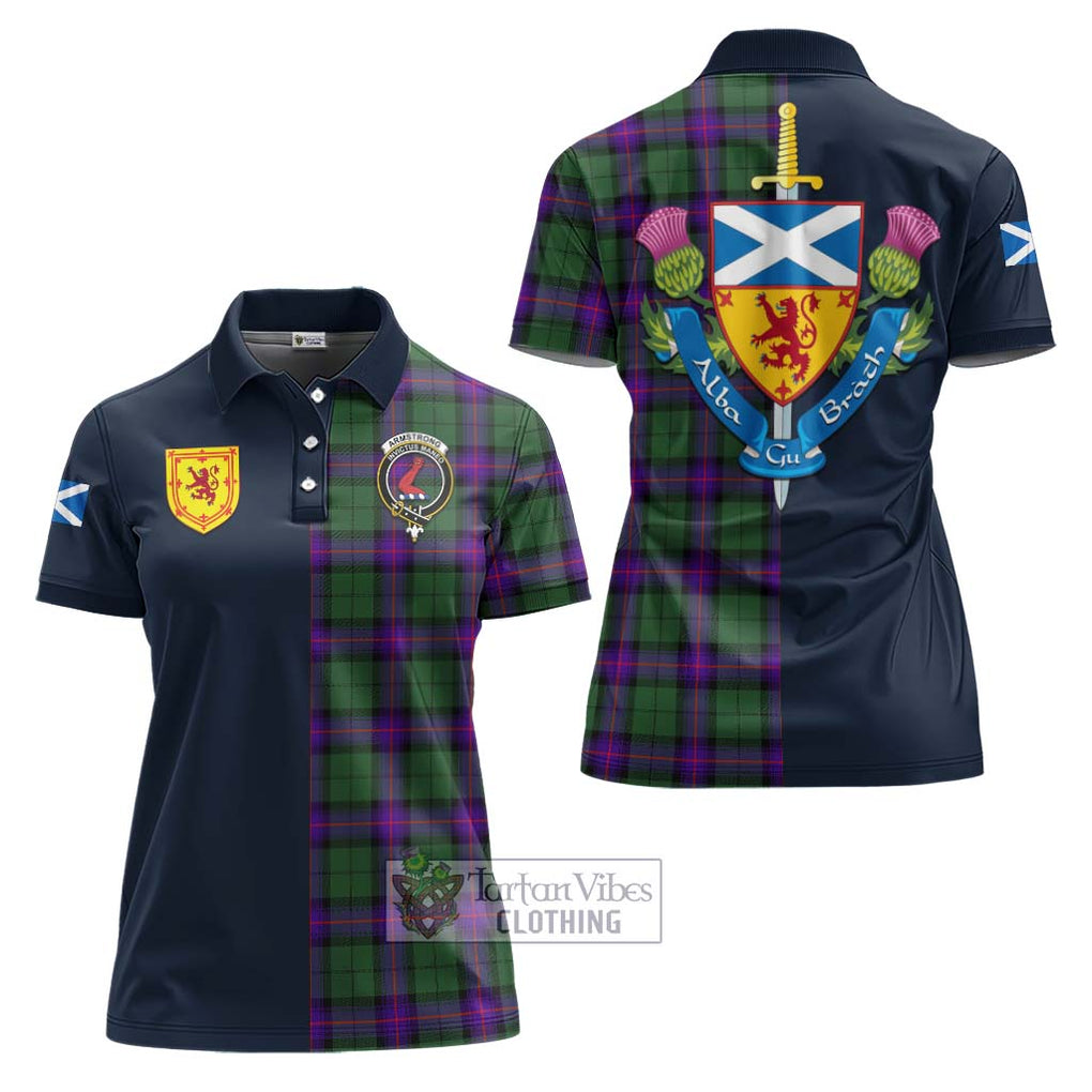 Tartan Vibes Clothing Armstrong Modern Tartan Women's Polo Shirt with Scottish Lion Royal Arm Half Style