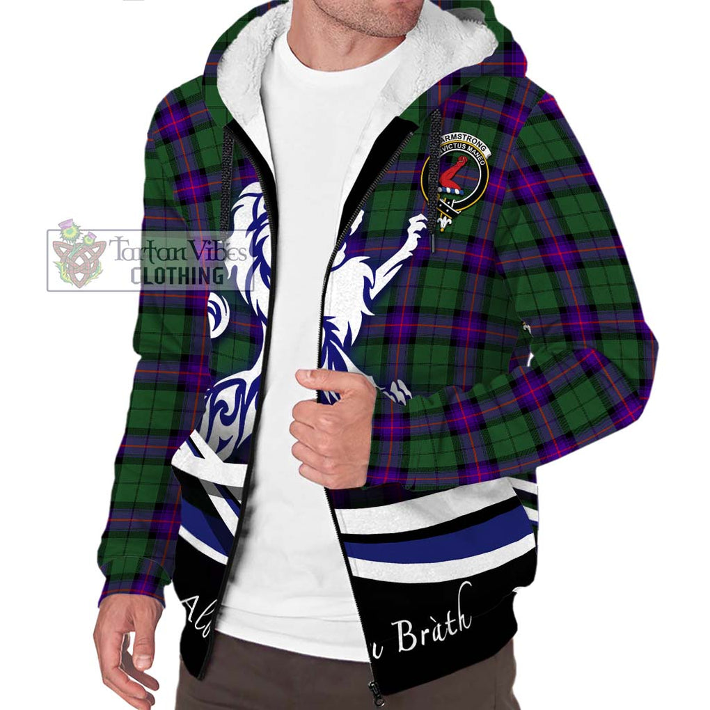 Armstrong Modern Tartan Sherpa Hoodie with Alba Gu Brath Regal Lion Emblem Unisex S - Tartanvibesclothing Shop