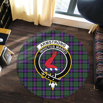 Armstrong Modern Tartan Round Rug with Family Crest