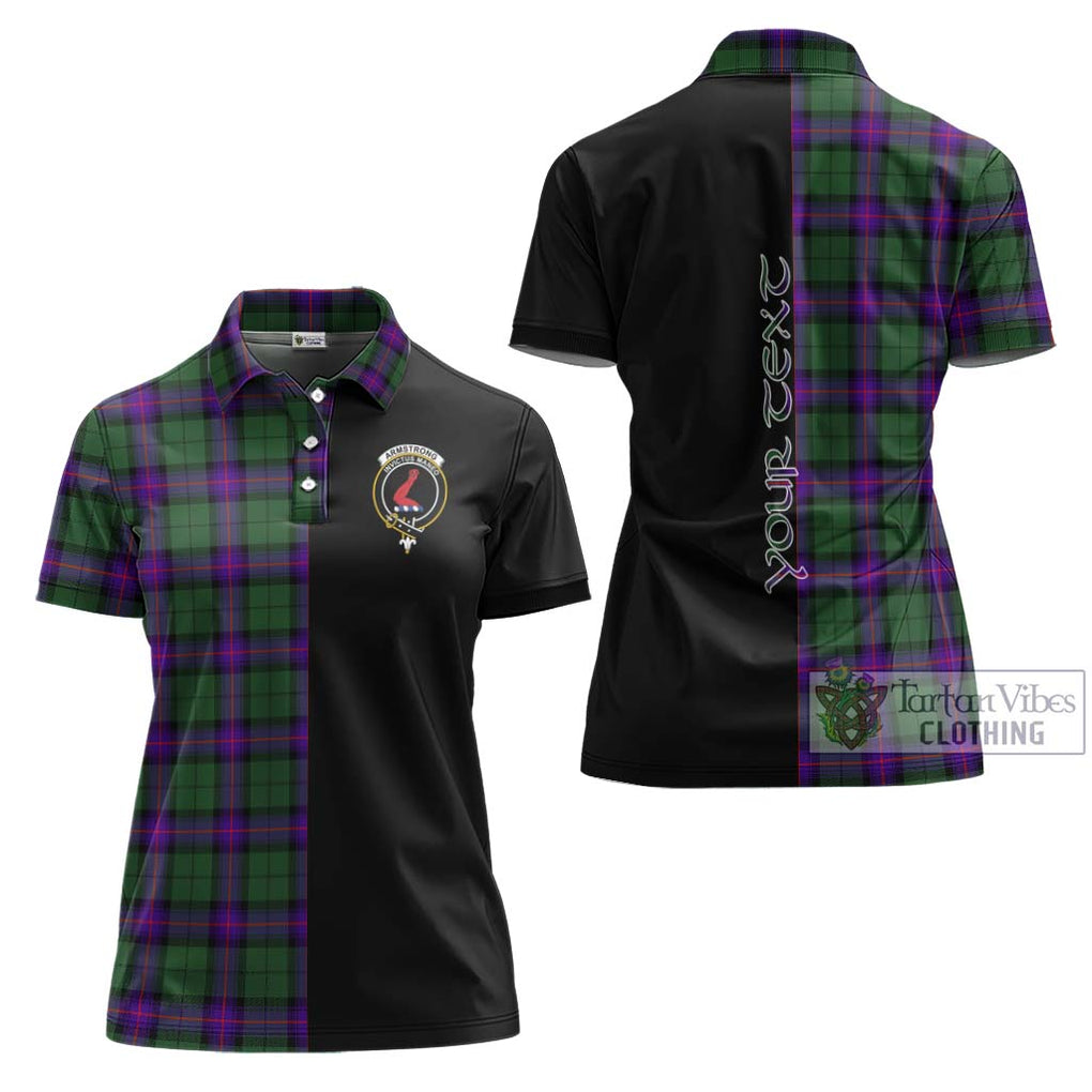 Armstrong Modern Tartan Women's Polo Shirt with Family Crest and Half Of Me Style Women - Tartanvibesclothing Shop