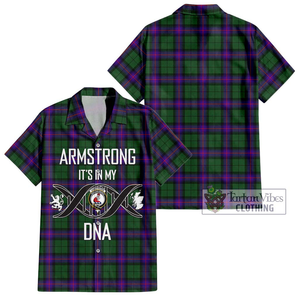 Armstrong Modern Tartan Short Sleeve Button Shirt with Family Crest DNA In Me Style Kid - Tartanvibesclothing Shop