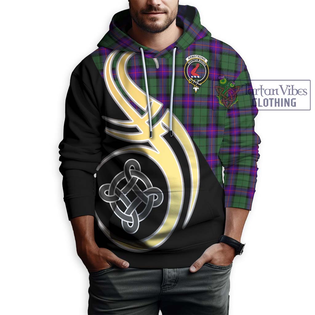 Armstrong Modern Tartan Hoodie with Family Crest and Celtic Symbol Style Zip Hoodie - Tartan Vibes Clothing