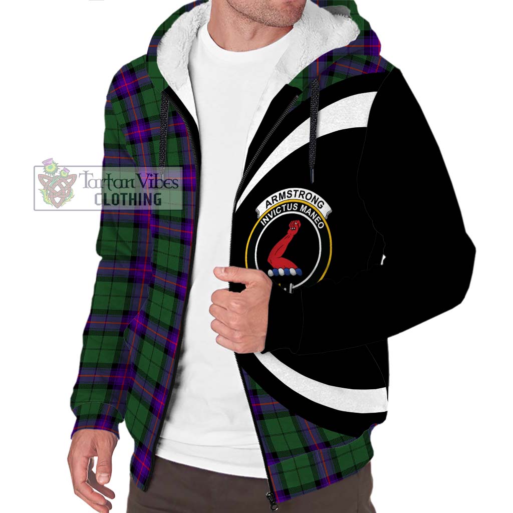 Armstrong Modern Tartan Sherpa Hoodie with Family Crest Circle Style Unisex S - Tartan Vibes Clothing