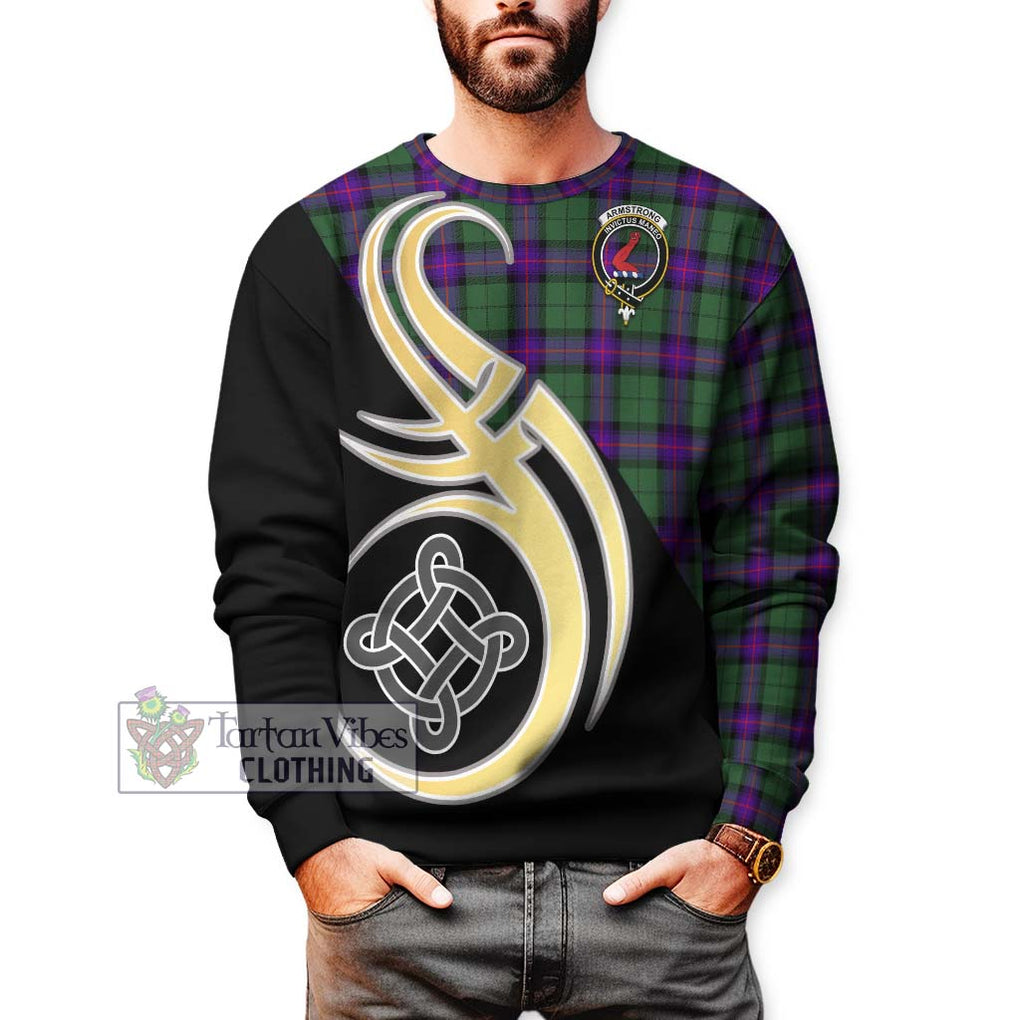 Armstrong Modern Tartan Sweatshirt with Family Crest and Celtic Symbol Style Unisex - Tartan Vibes Clothing