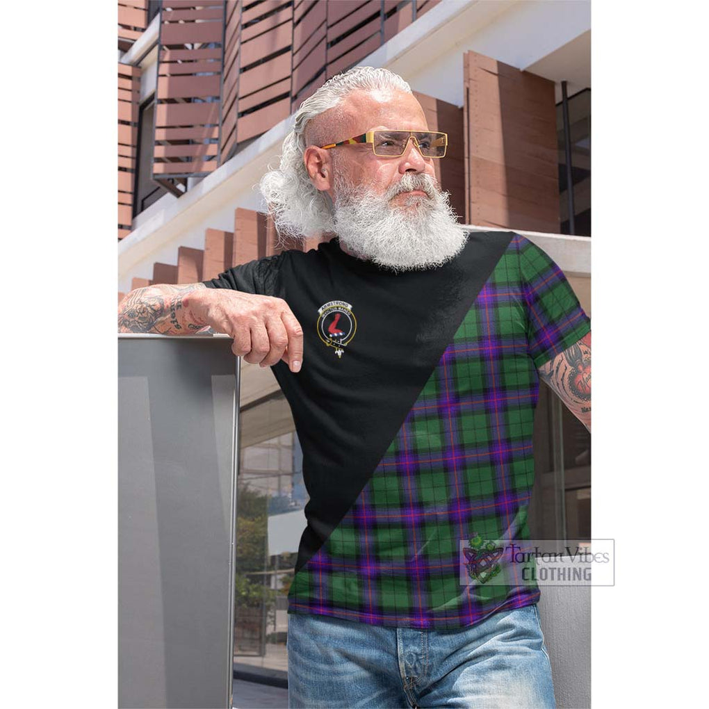 Tartan Vibes Clothing Armstrong Modern Tartan Cotton T-shirt with Family Crest and Military Logo Style